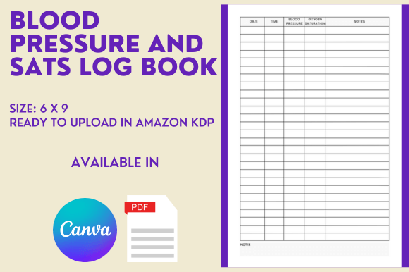 Blood Pressure and Sats Log Book - KDP