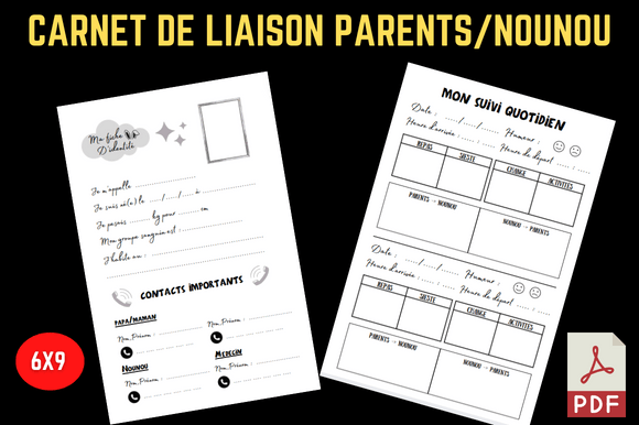 French Carnet De Liaison Parents nounou