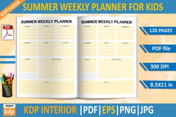 Summer Weekly Planner KDP Interior